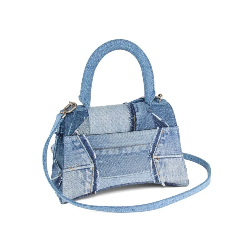 Balenciaga Hourglass Logo Patchwork Denim Bag - Picture 4 of 13